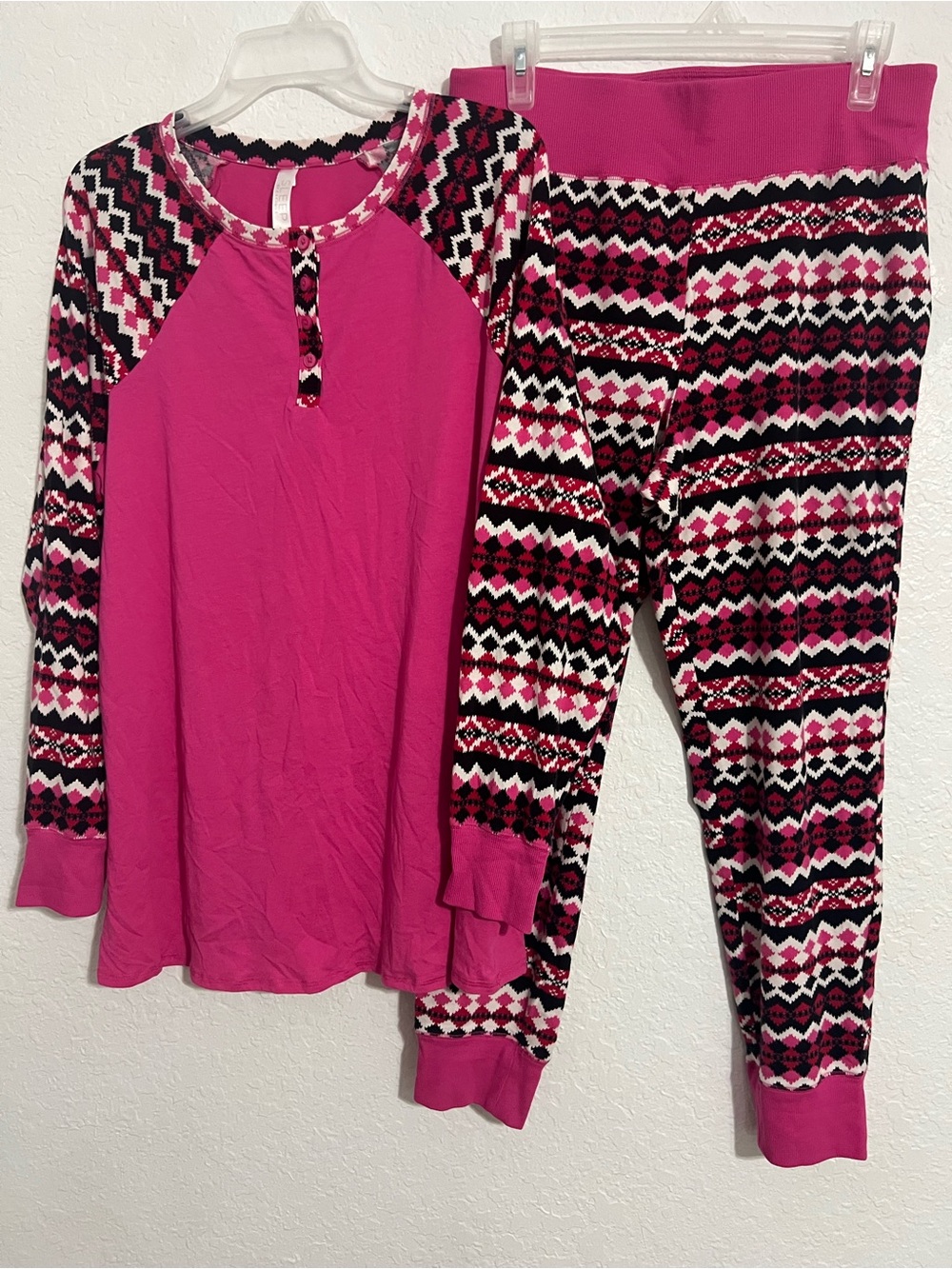 SLEEP BY CACIQUE Soft PJ Set Soft Pink Long Sleeves Crew Neck Size 14/16 L #729